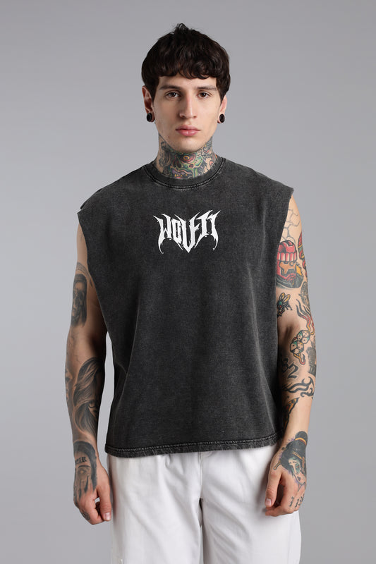 Revenge Cut Off Muscle Tee - Dark Grey
