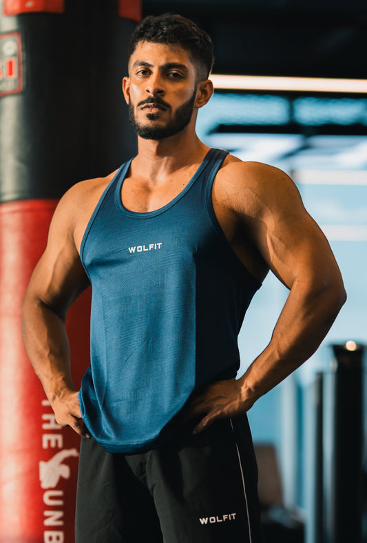 Geometric Jacquard Stringer - Navy