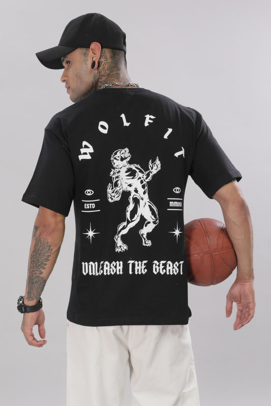 106 Wolf Man Oversize Tshirt - Black