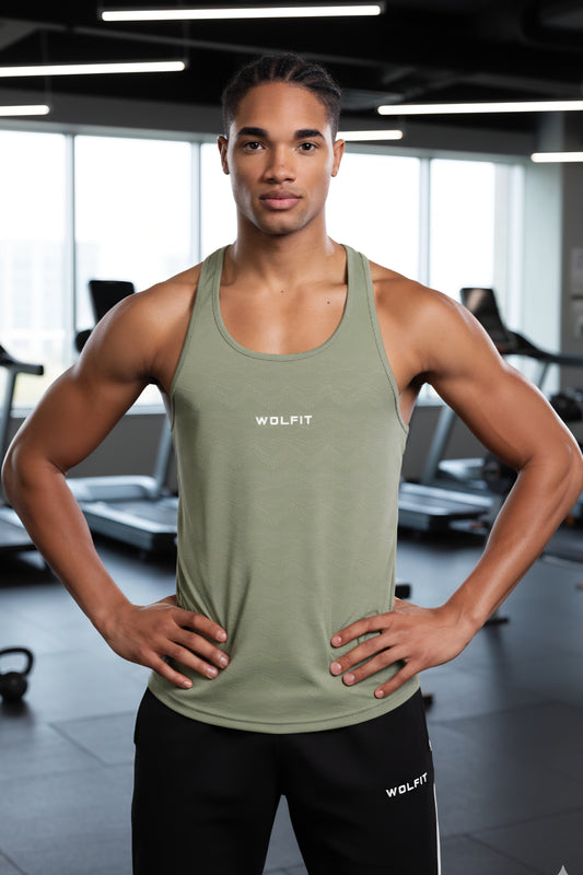 Wavy Jacquard Stringer - Sage Green