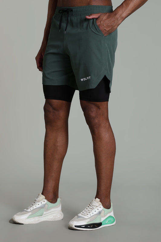 Limitless 2 in 1 6" shorts - Shadow Green