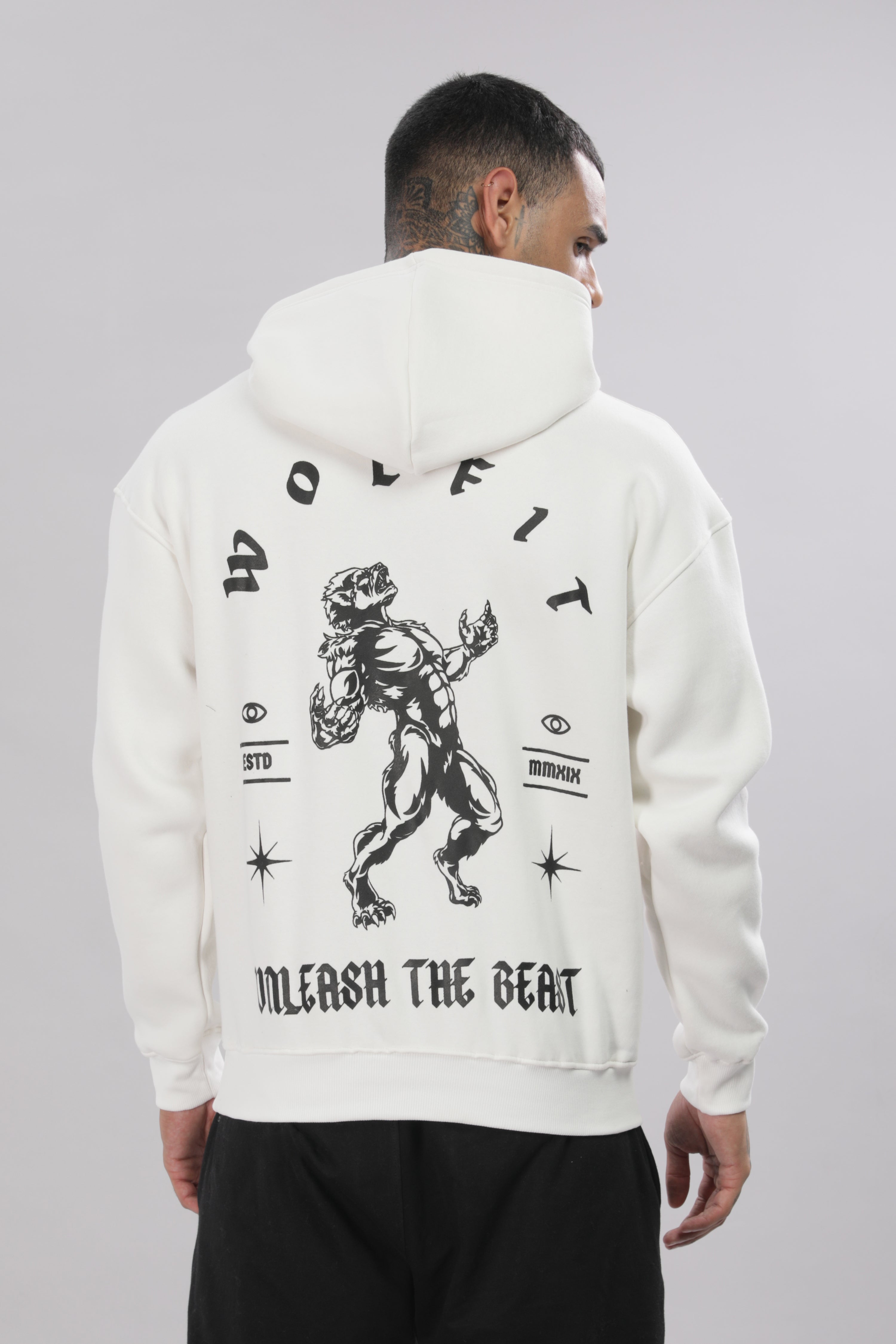 807 Wolf Man Oversize Hoodie - Off White