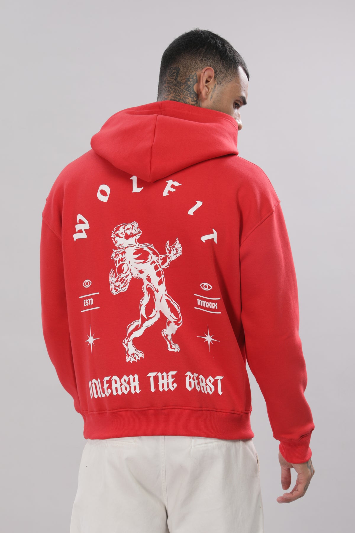 807 Wolf Man Oversize Hoodie - Red