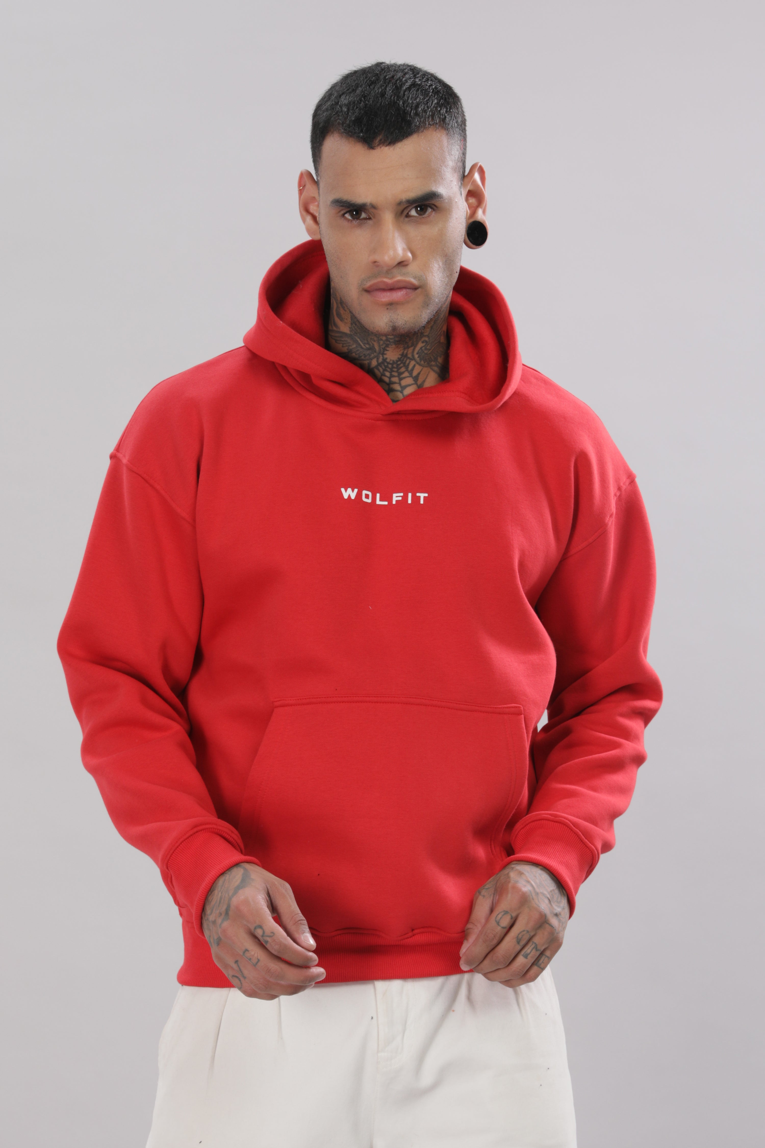 807 Wolf Man Oversize Hoodie - Red