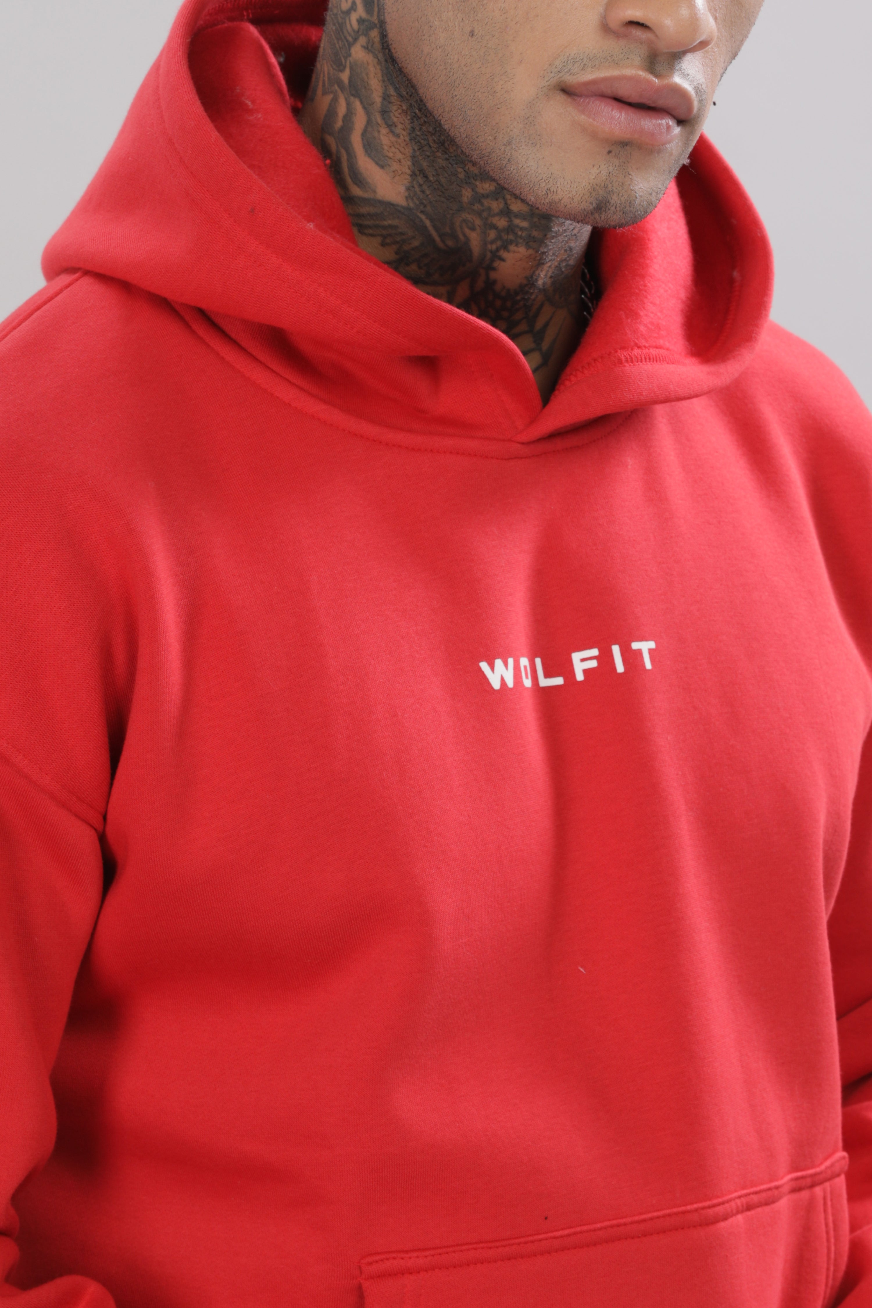 807 Wolf Man Oversize Hoodie - Red