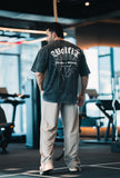 111 Acid Wash Lifting Club Oversize Tshirt - Black