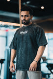 111 Acid Wash Lifting Club Oversize Tshirt - Black