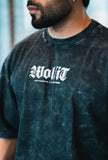 111 Acid Wash Lifting Club Oversize Tshirt - Black