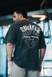 111 Acid Wash Lifting Club Oversize Tshirt - Black