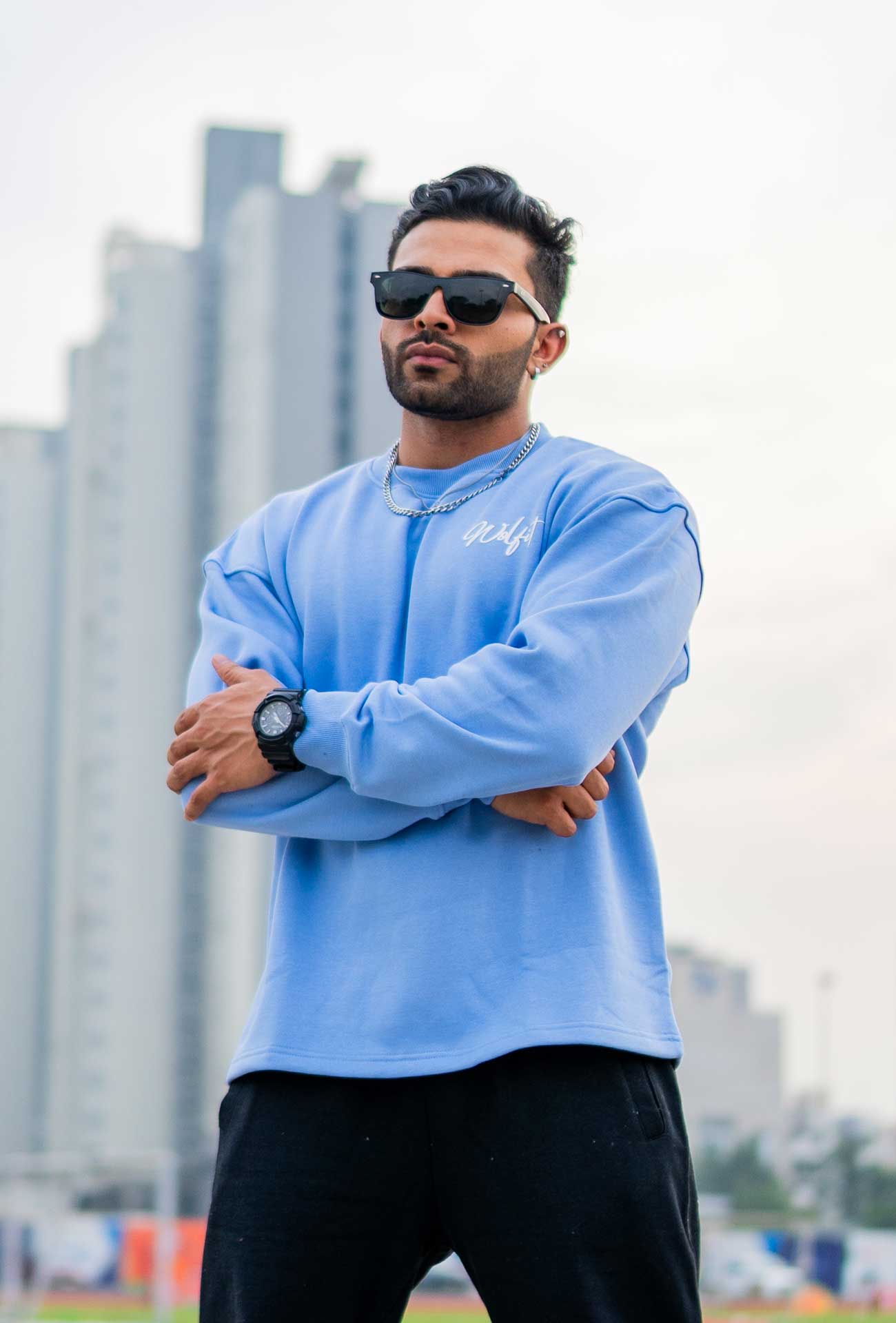 801 Essential Oversize Sweatshirts - Sky Blue