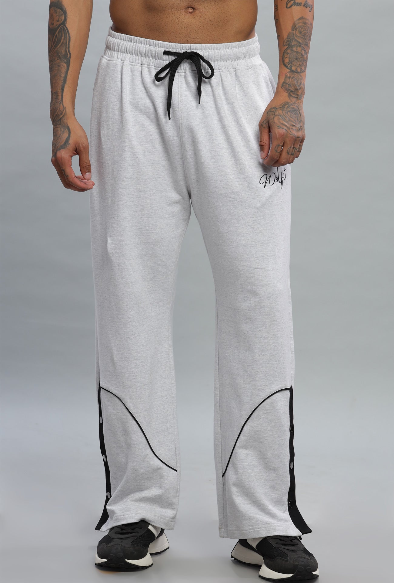 Snap Button Oversize Jogger - Grey Melange