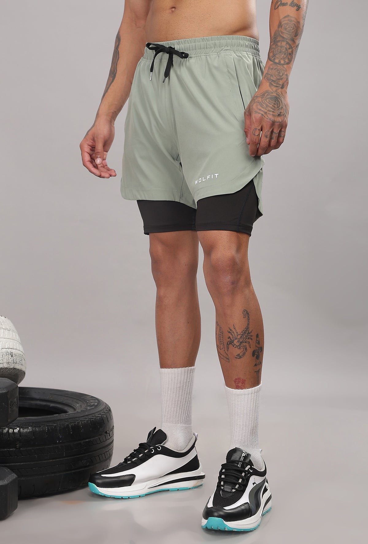 Core 2 in 1 7" shorts - Sage Green