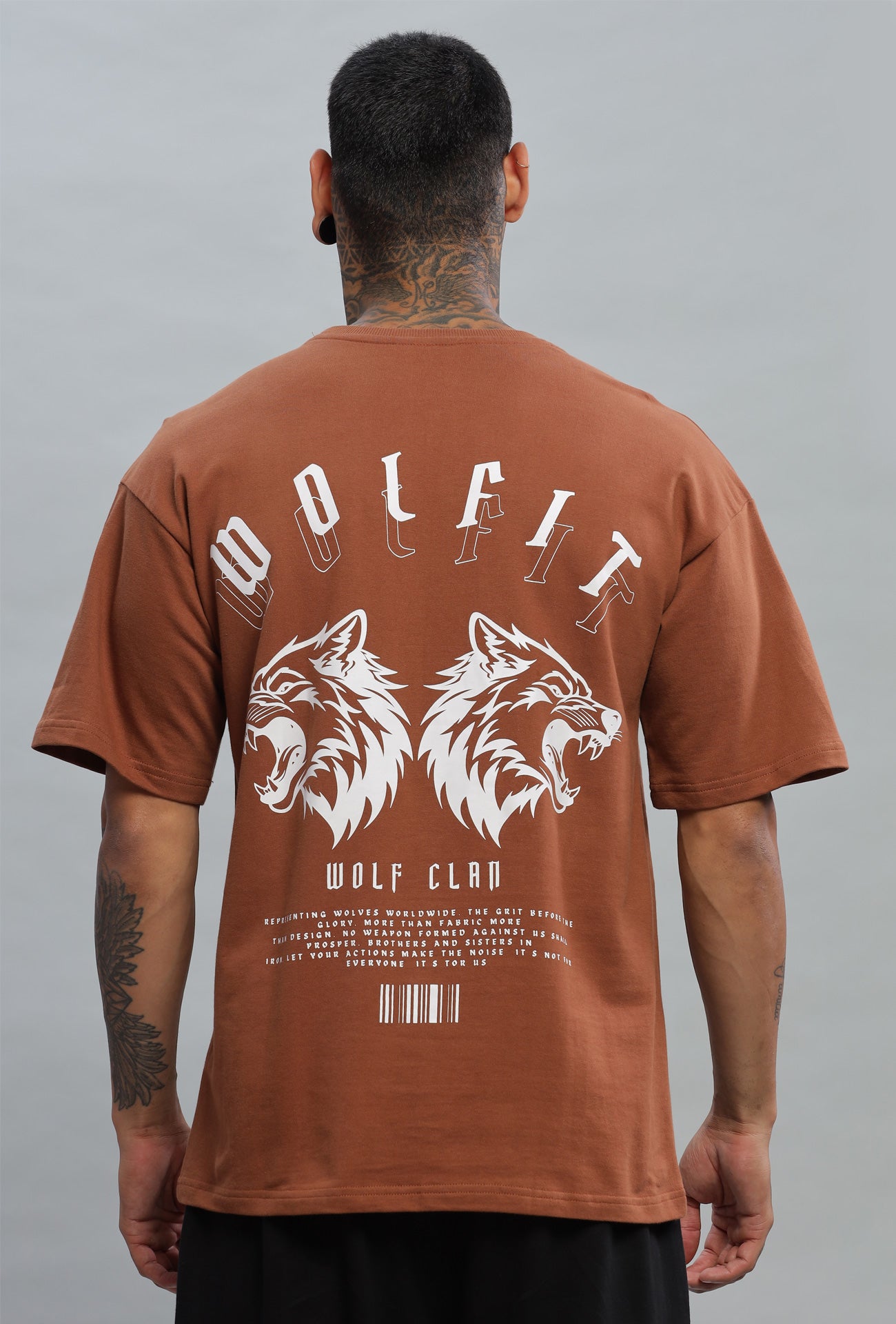 108 Dark Wolf Oversize Tshirt - Tan Brown