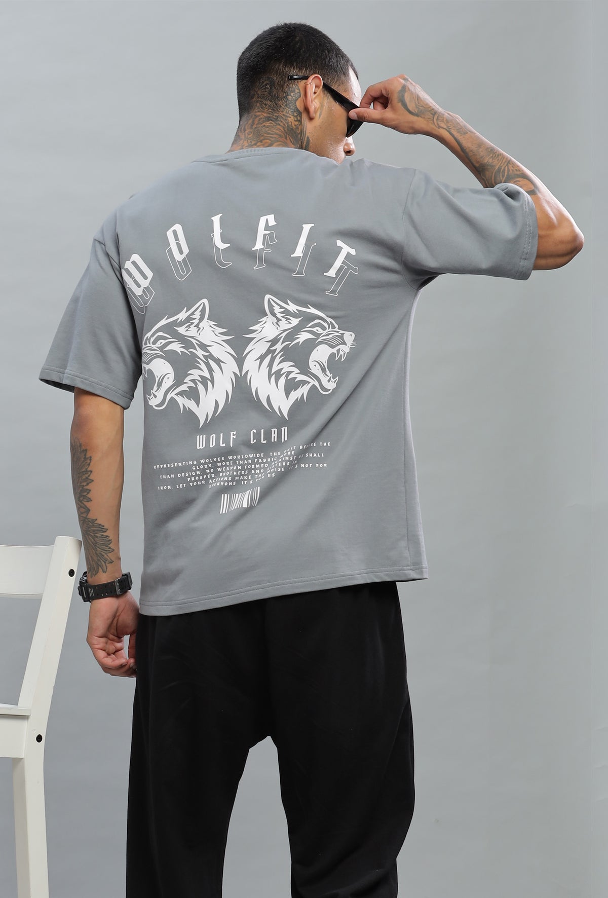 108 Dark Wolf Oversize Tshirt - Grey