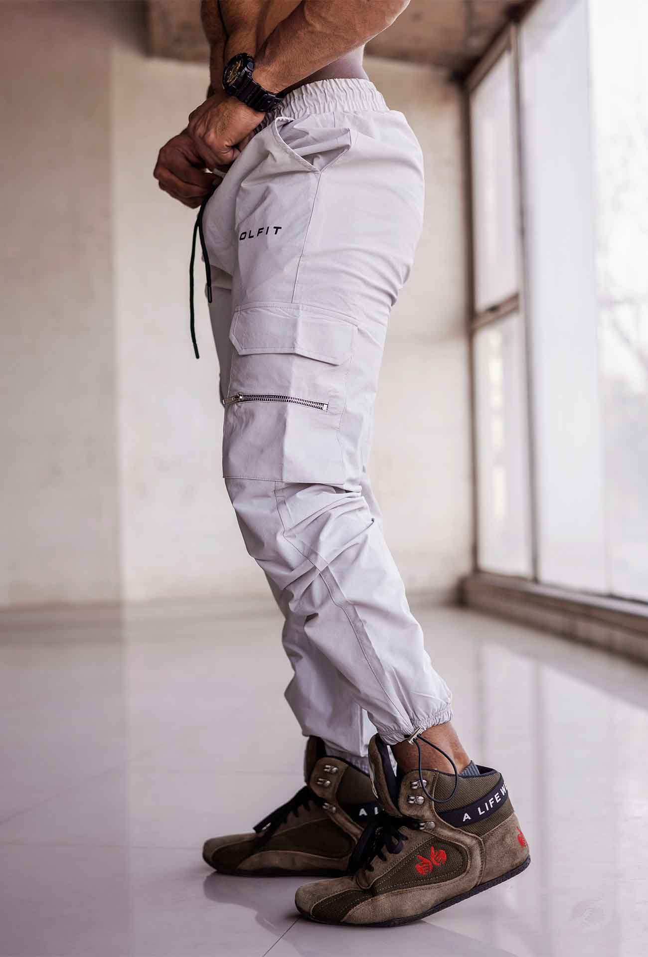 201 Elite Crush Cargo Joggers - Light Grey