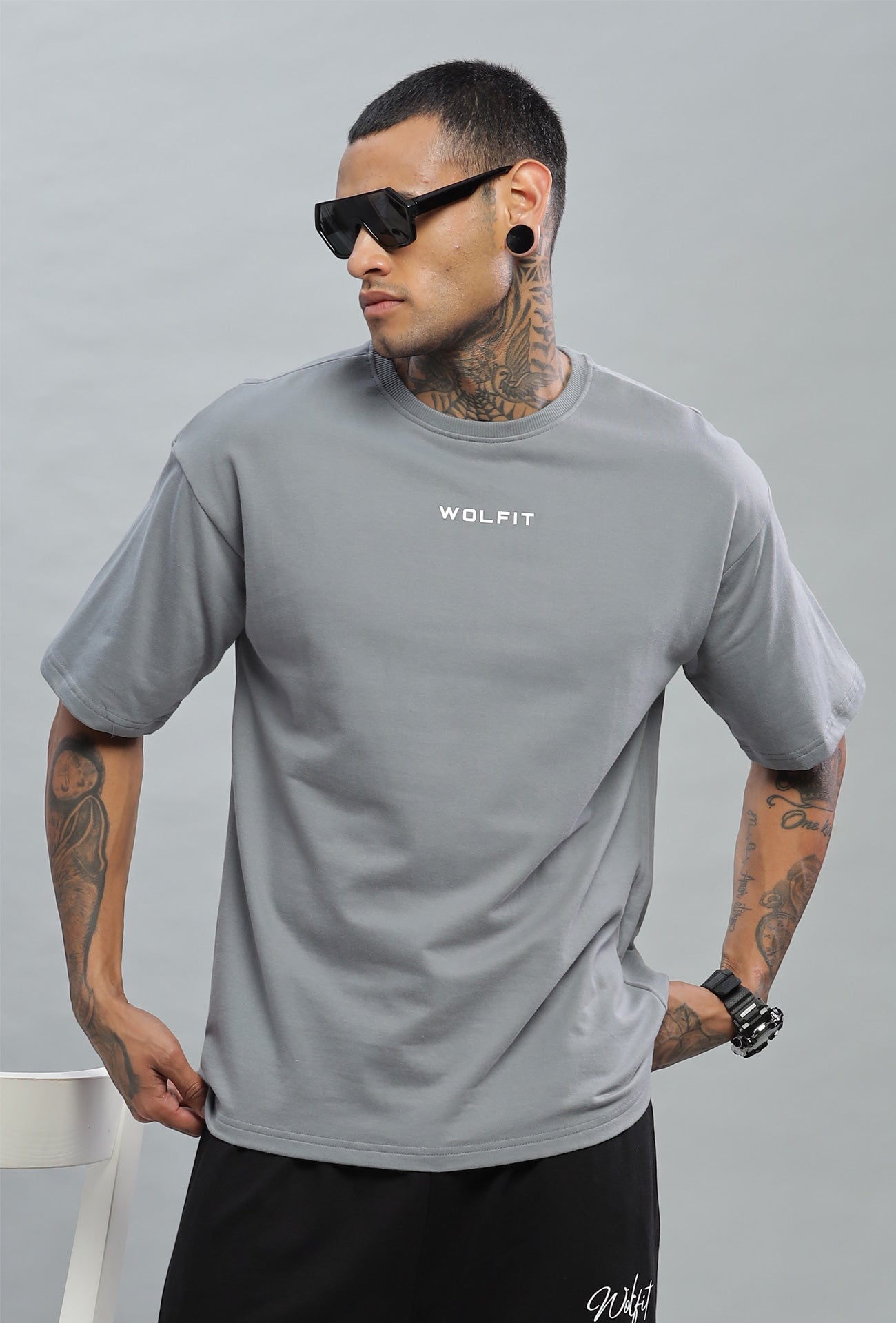 108 Dark Wolf Oversize Tshirt - Grey