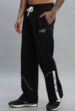 Snap Button Oversize Jogger - Black