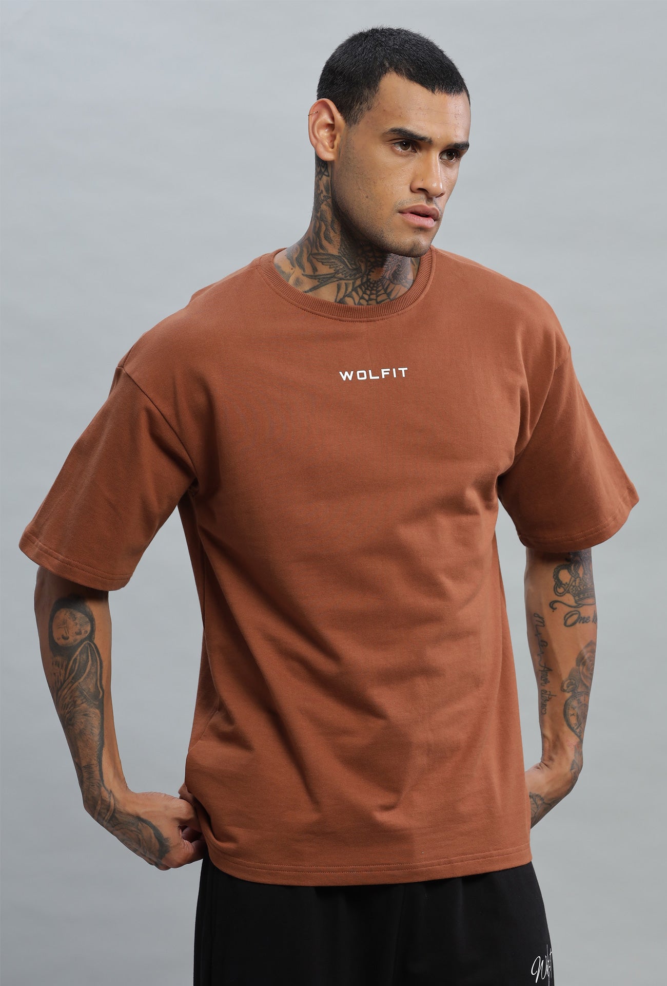 108 Dark Wolf Oversize Tshirt - Tan Brown