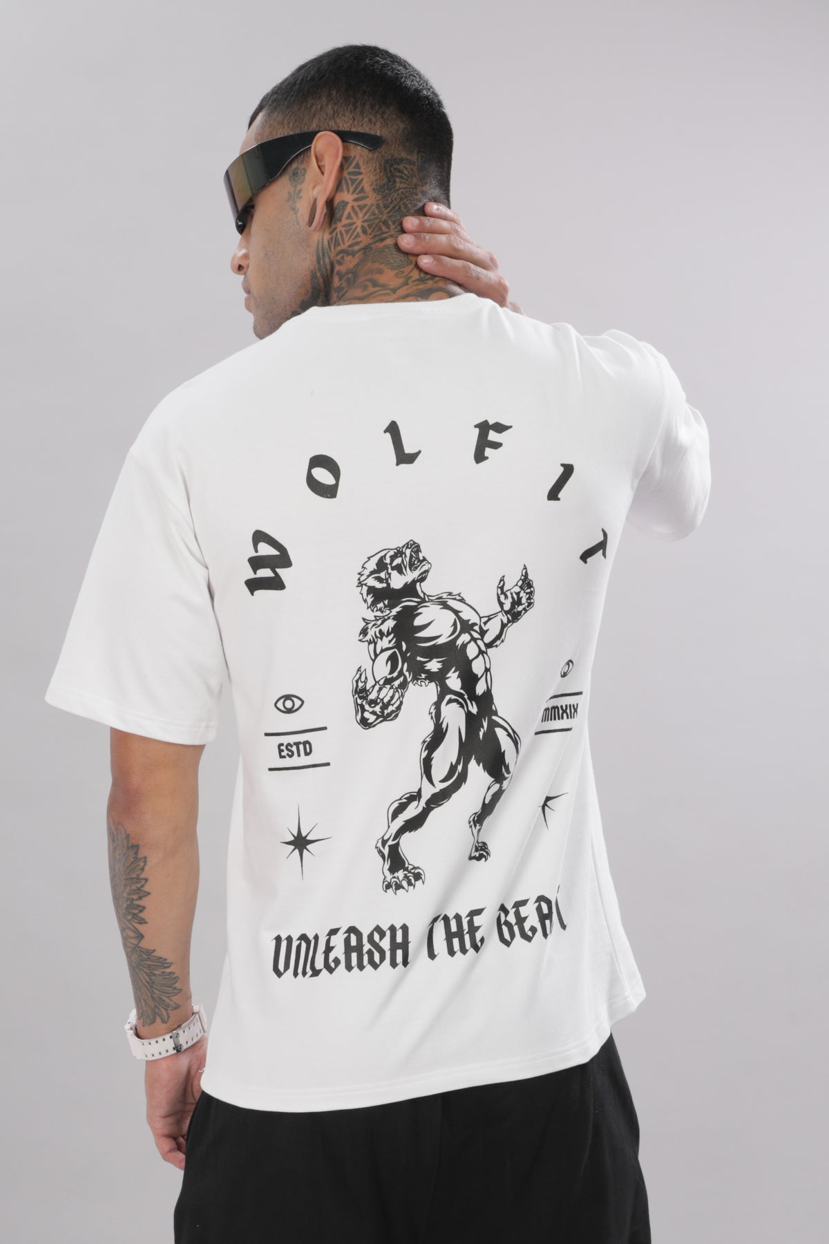 106 Wolf Man Oversize Tshirt - White