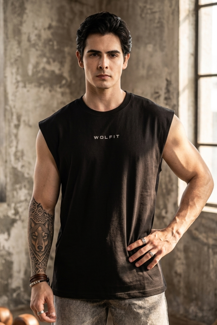 Wolfit No Mercy Cut Off Tshirt- Black