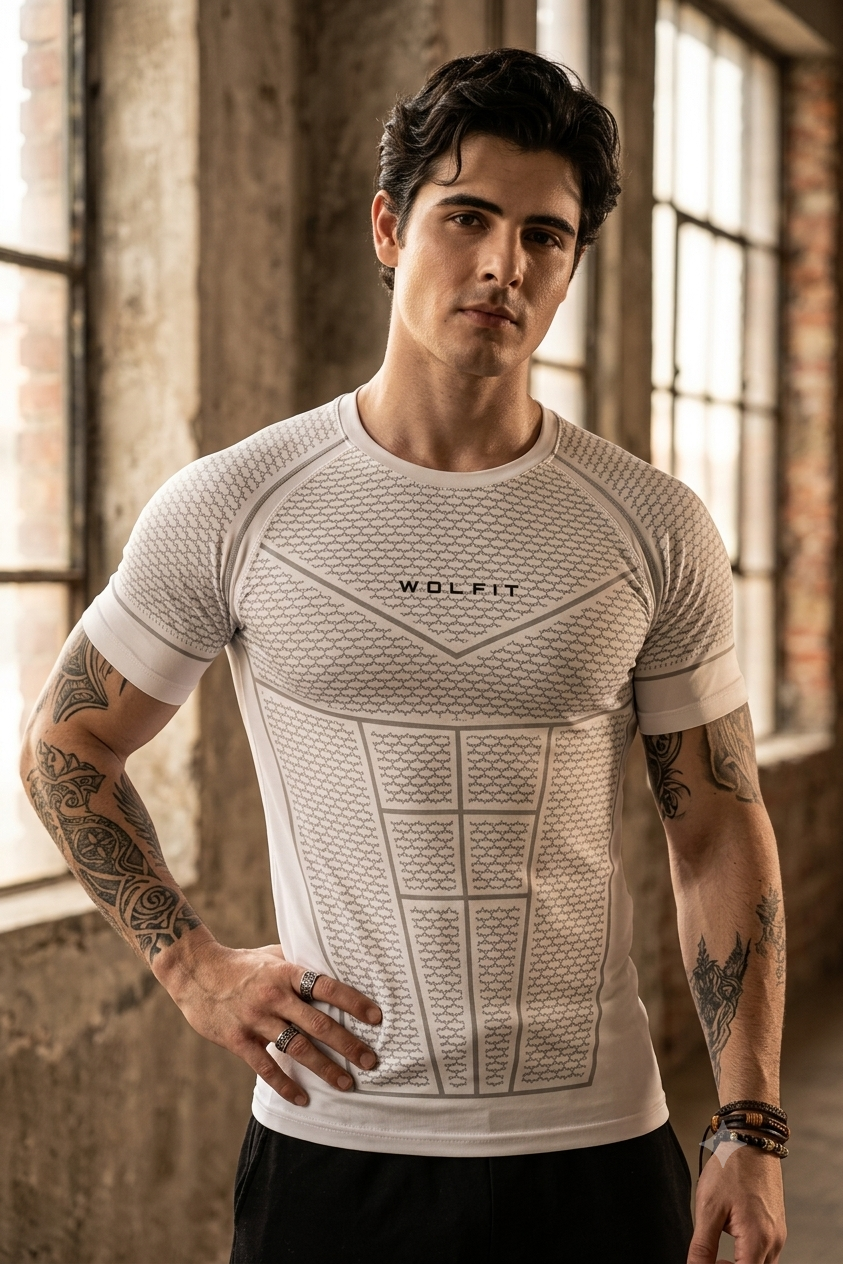 505 Active Compression Half Sleeves T shirt-White