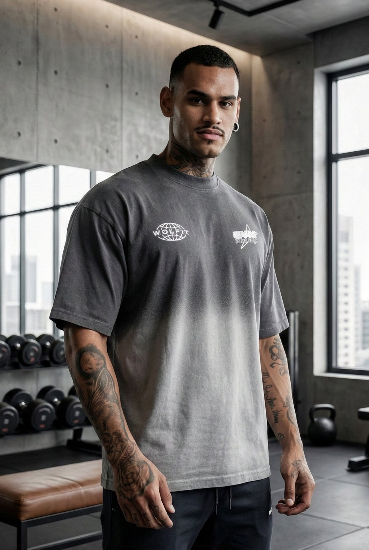 115 FADED WASH OVERSIZE TEE-GREY