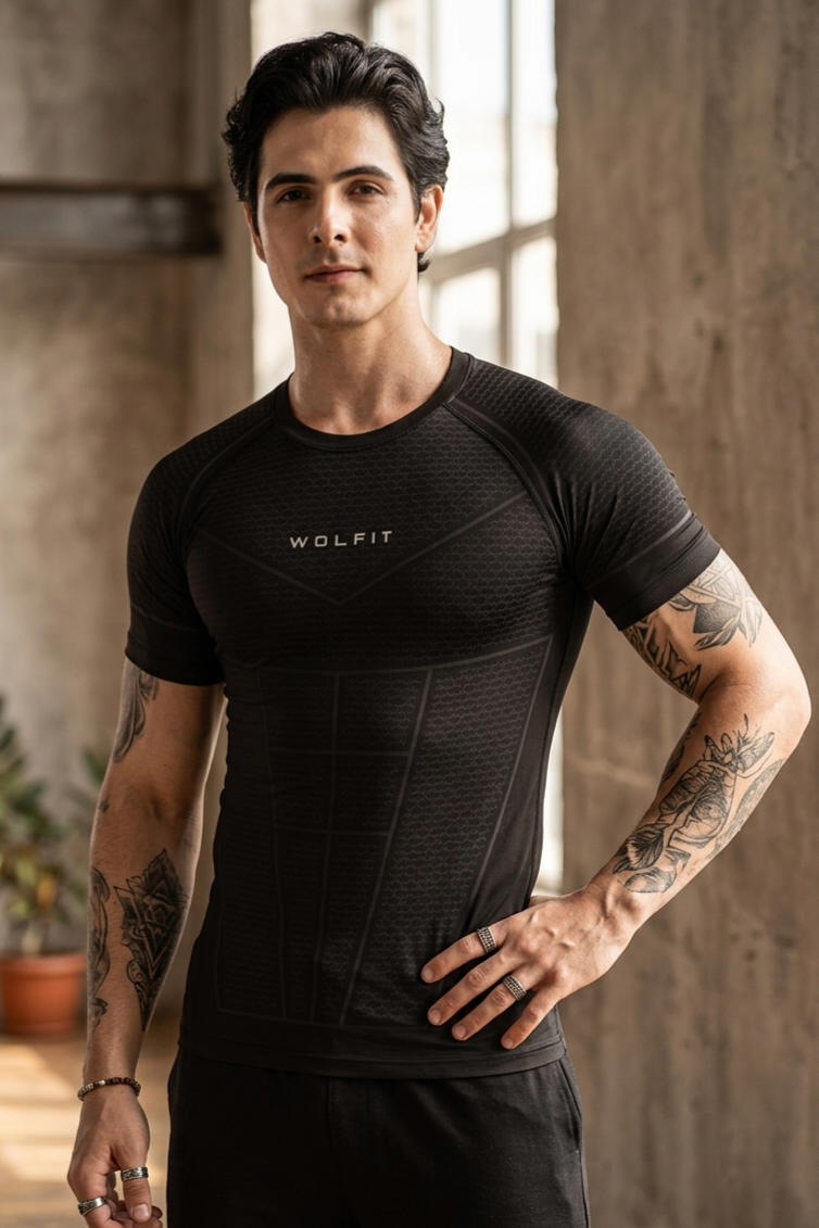 505 Active Compression Half Sleeves T shirt - Black