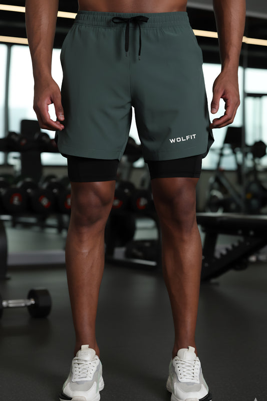 Limitless 2 in 1 6" shorts - Shadow Green