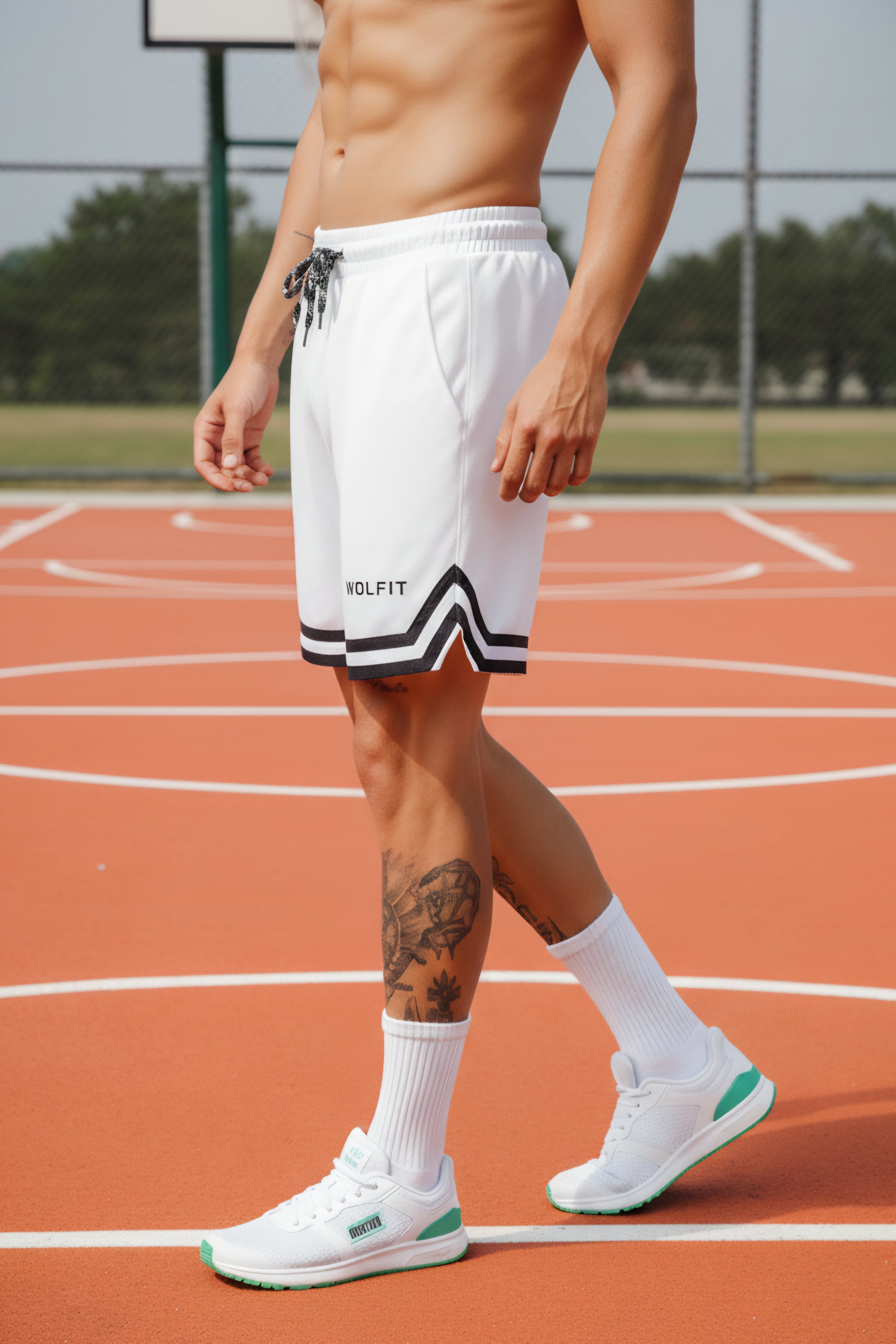 Evolve Mesh Shorts – White – Wolfit Athleisure1