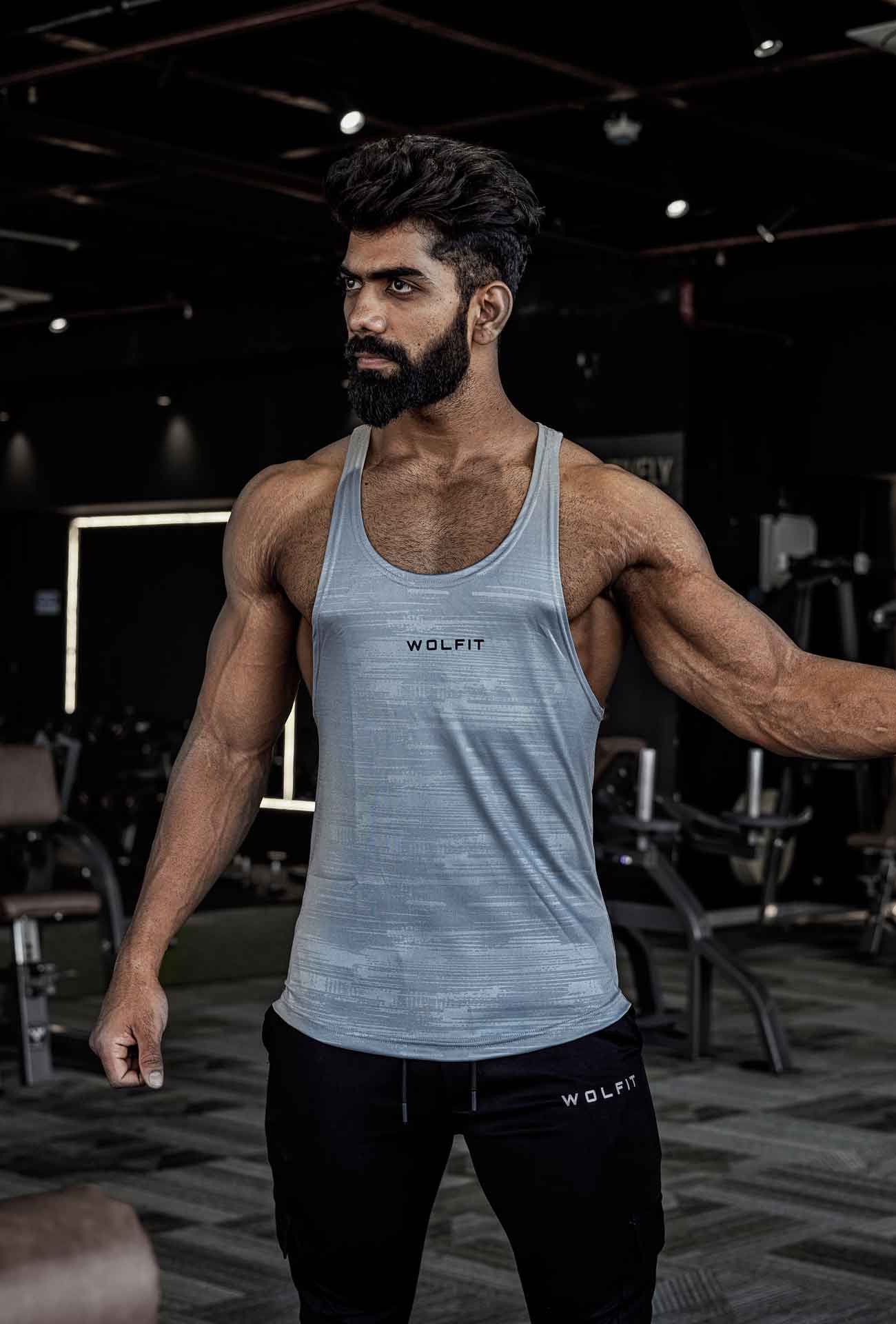 Stripe Emboss Stringer - Grey