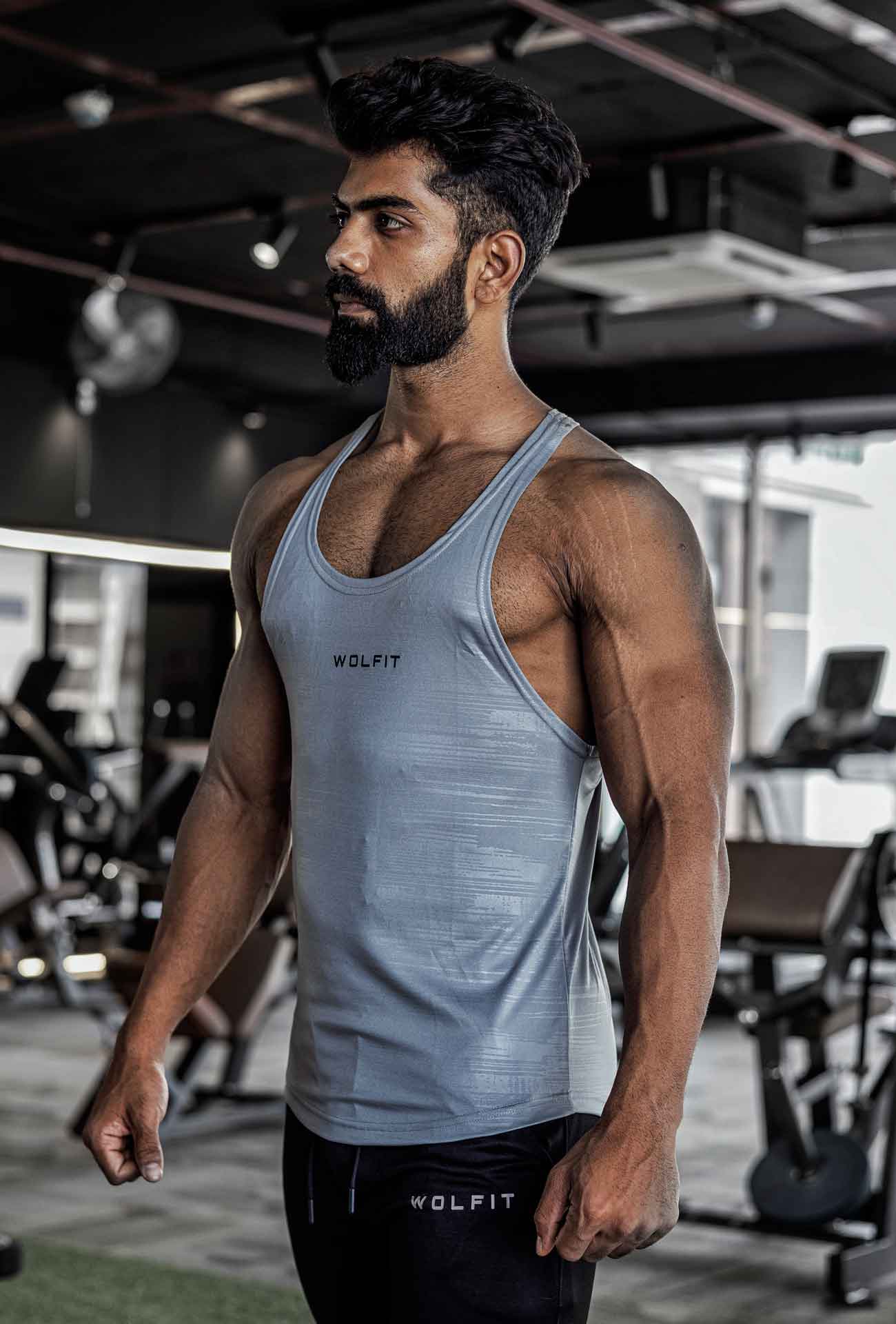 Stripe Emboss Stringer - Grey