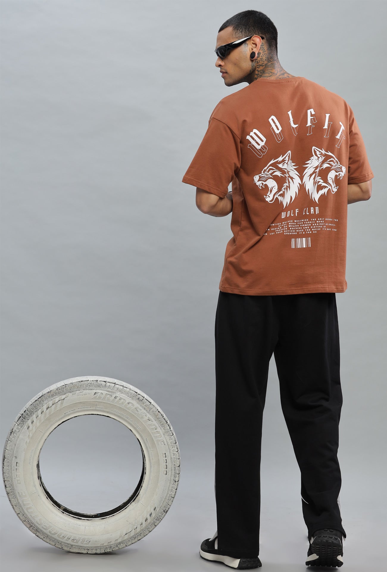 108 Dark Wolf Oversize Tshirt - Tan Brown