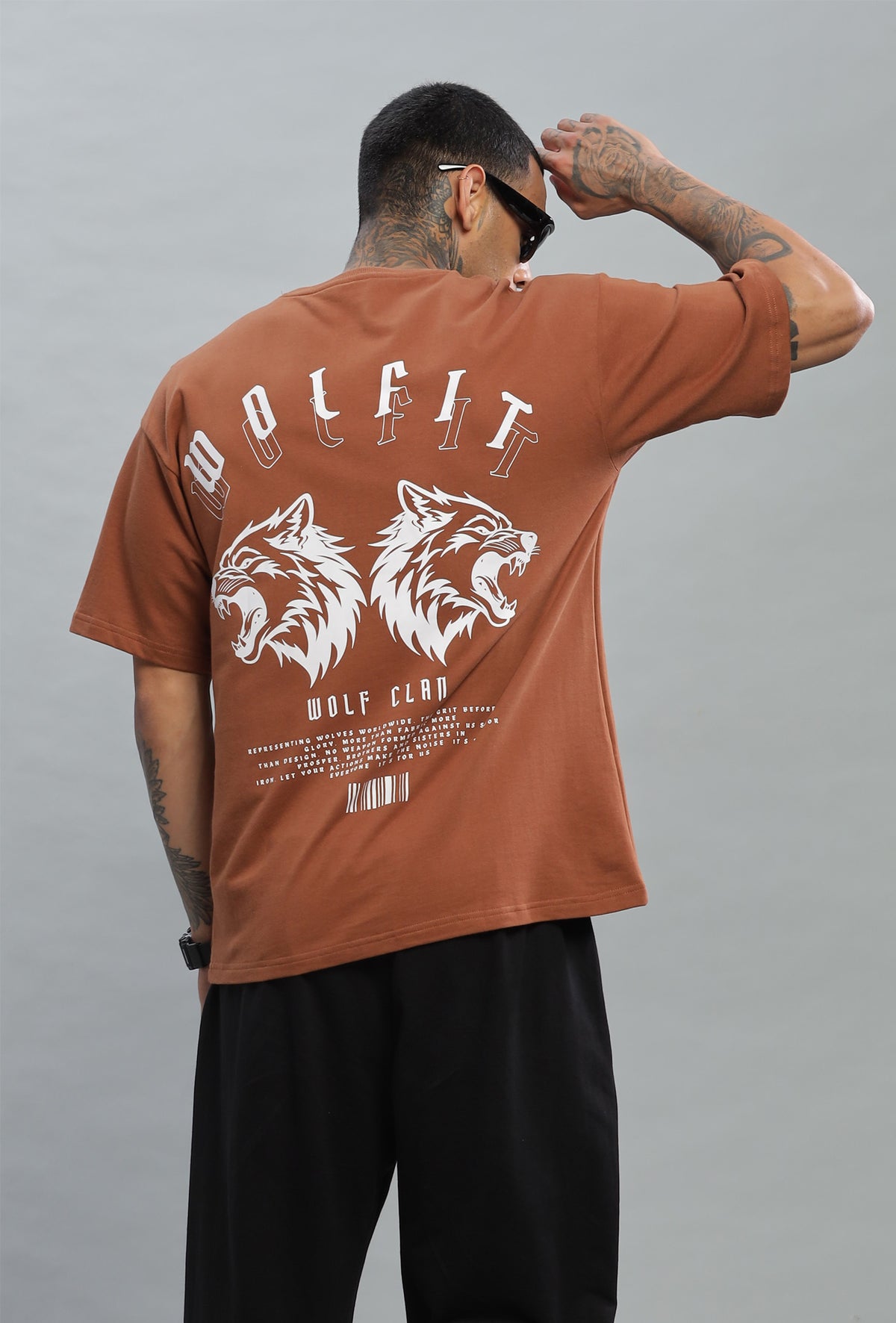 108 Dark Wolf Oversize Tshirt - Tan Brown