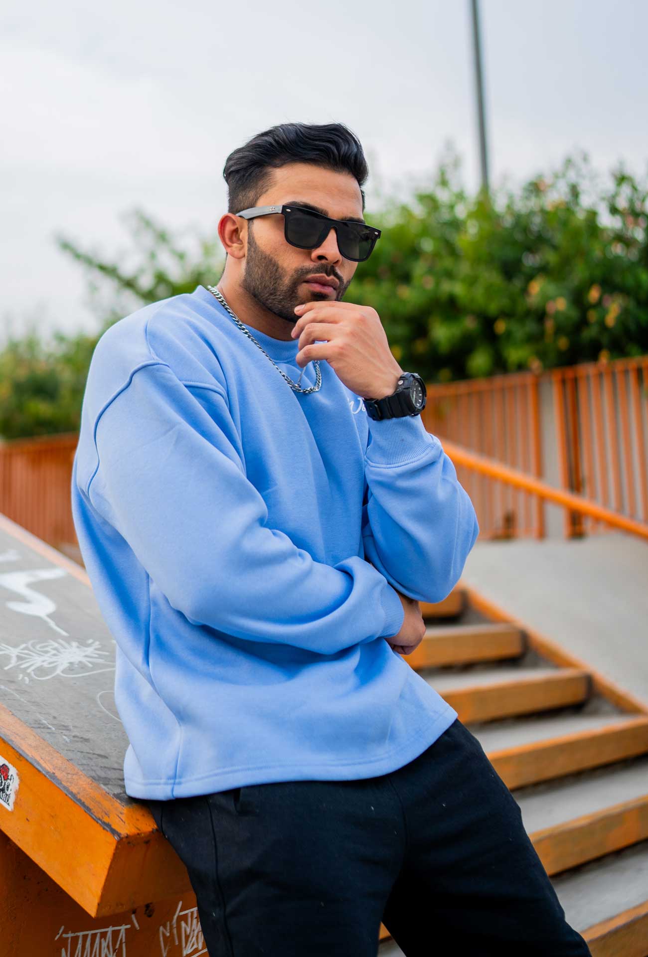 801 Essential Oversize Sweatshirts - Sky Blue