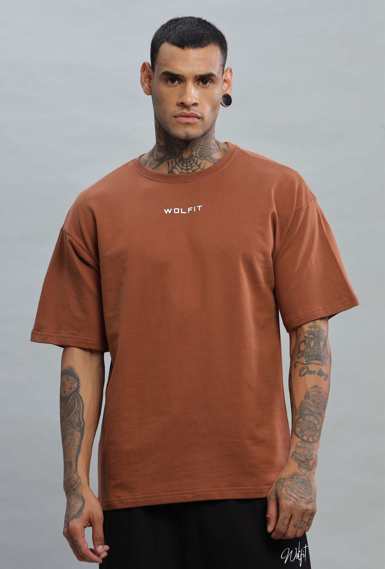 108 Dark Wolf Oversize Tshirt - Tan Brown