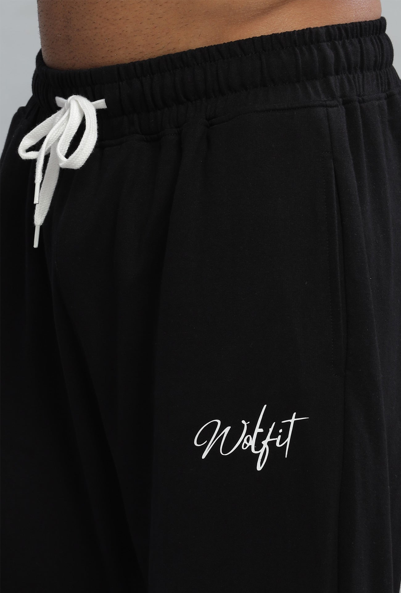 Snap Button Oversize Jogger - Black