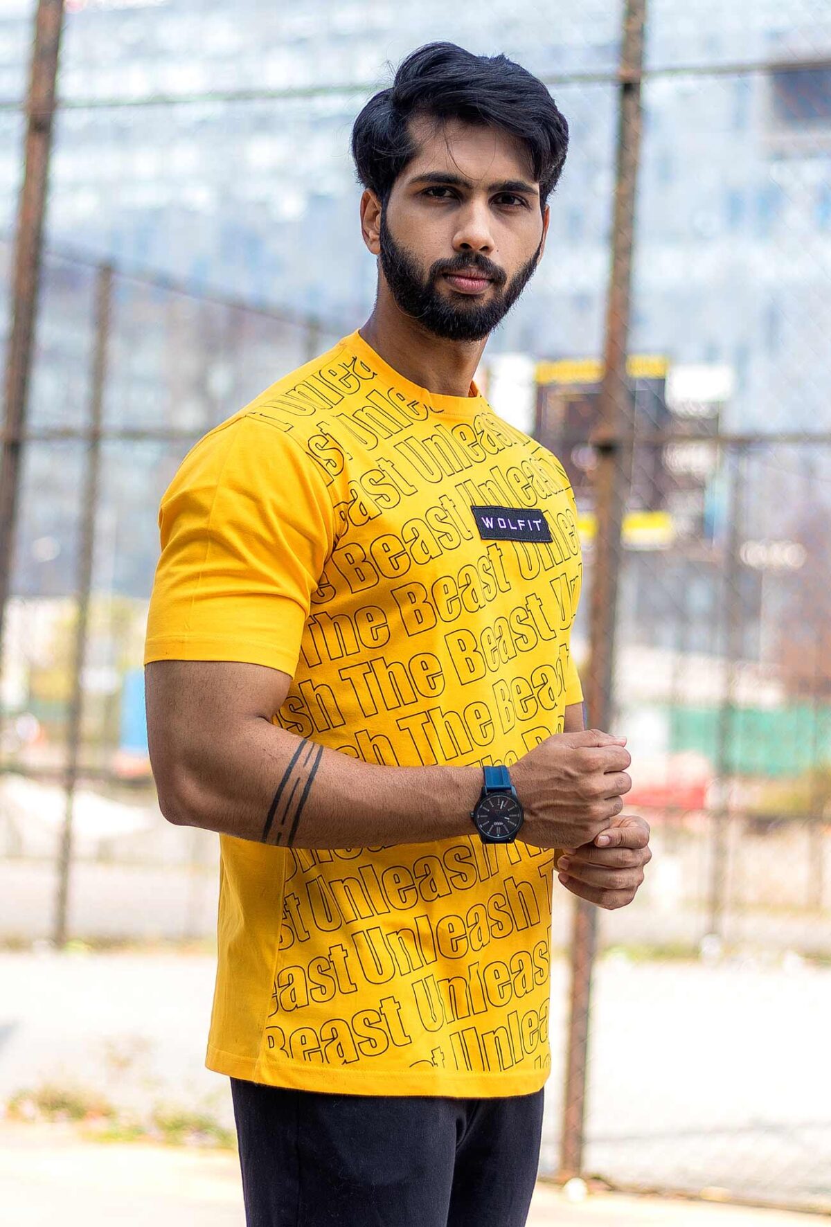 yellow-tshirt-wolfit-printed-half-sleeve